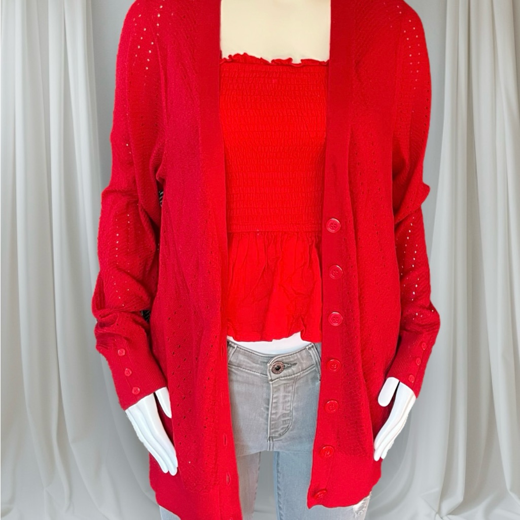 80’s Bright Red Light Designer Cardigan